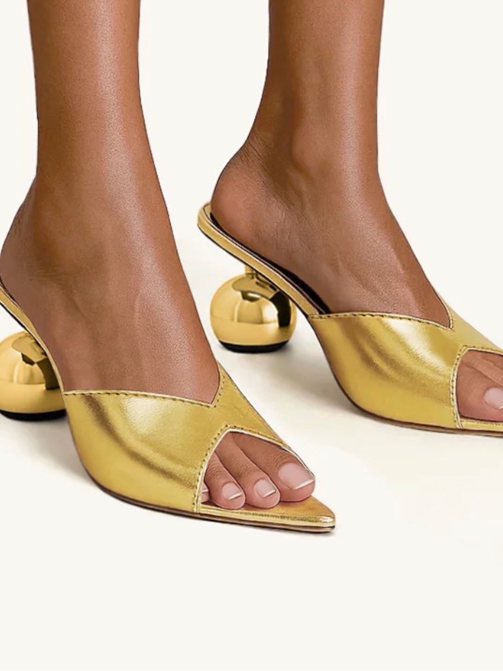 JW PEI Metallic Gold Sculpted-Heel Open-Toe Mules - Picture 2 of 2
